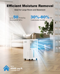 Lienuis OX-50P 50 Pints Dehumidifier for Basements Up to 4500 Sq.Ft