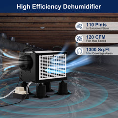 Lienuis 110 Pint Crawl Space Dehumidifier with Drain Hose OX-60PA