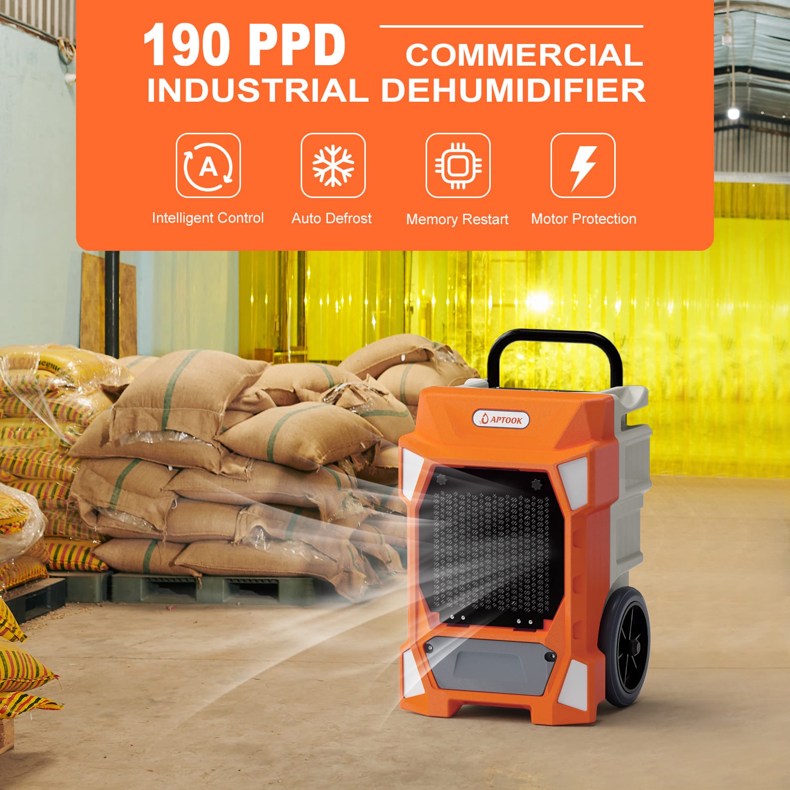 190 Pints Commercial Industrial Dehumidifier with Pump for SaleAPTOOK