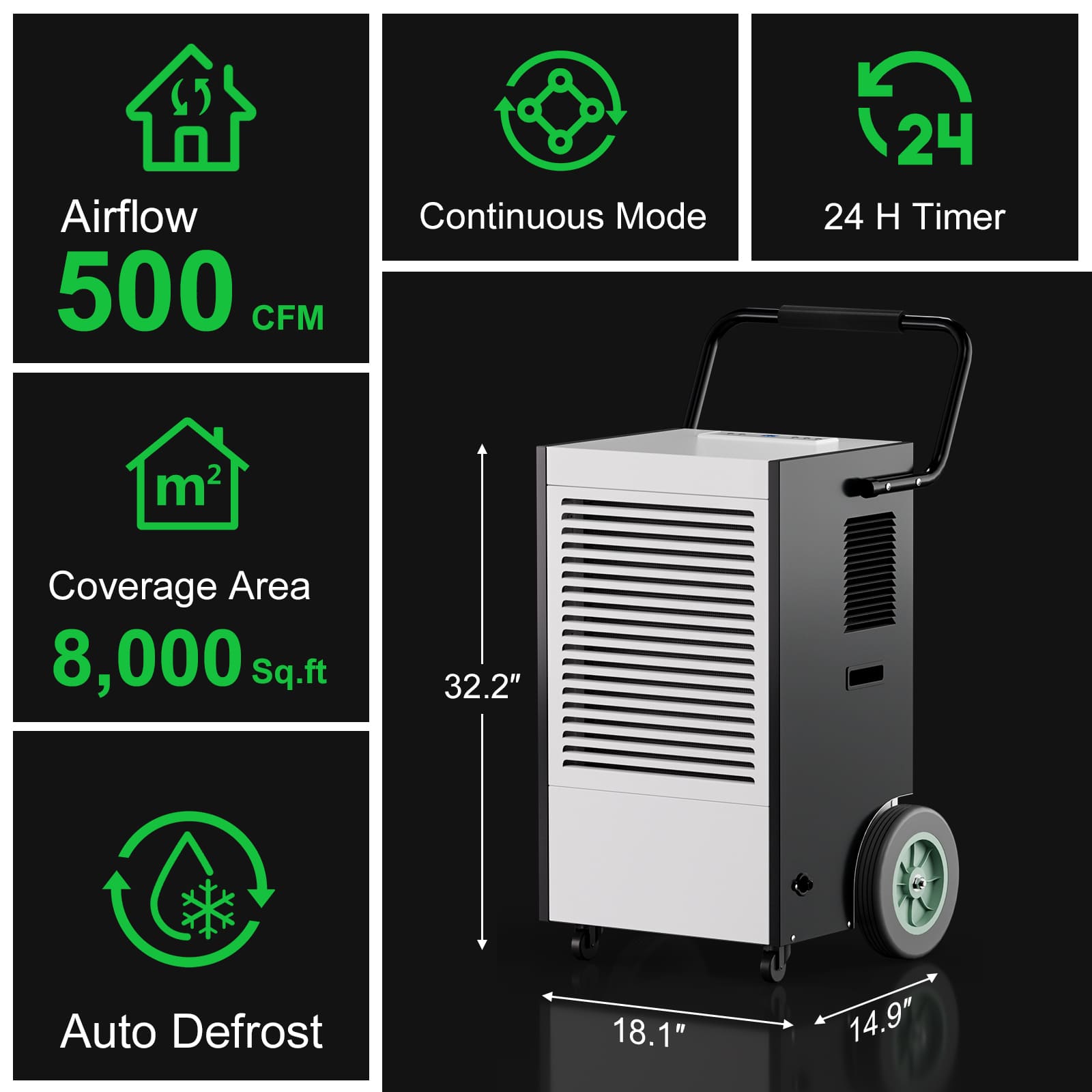 225 Pints Heavy Duty Industrial Dehumidifier for BasementAPTOOK